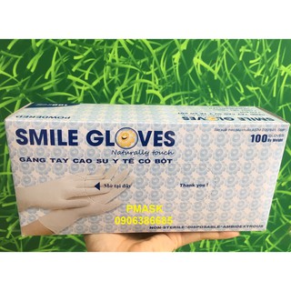 Găng tay Y tế có bột 100 cái/ hộp HTC Smile made in Viet Nam