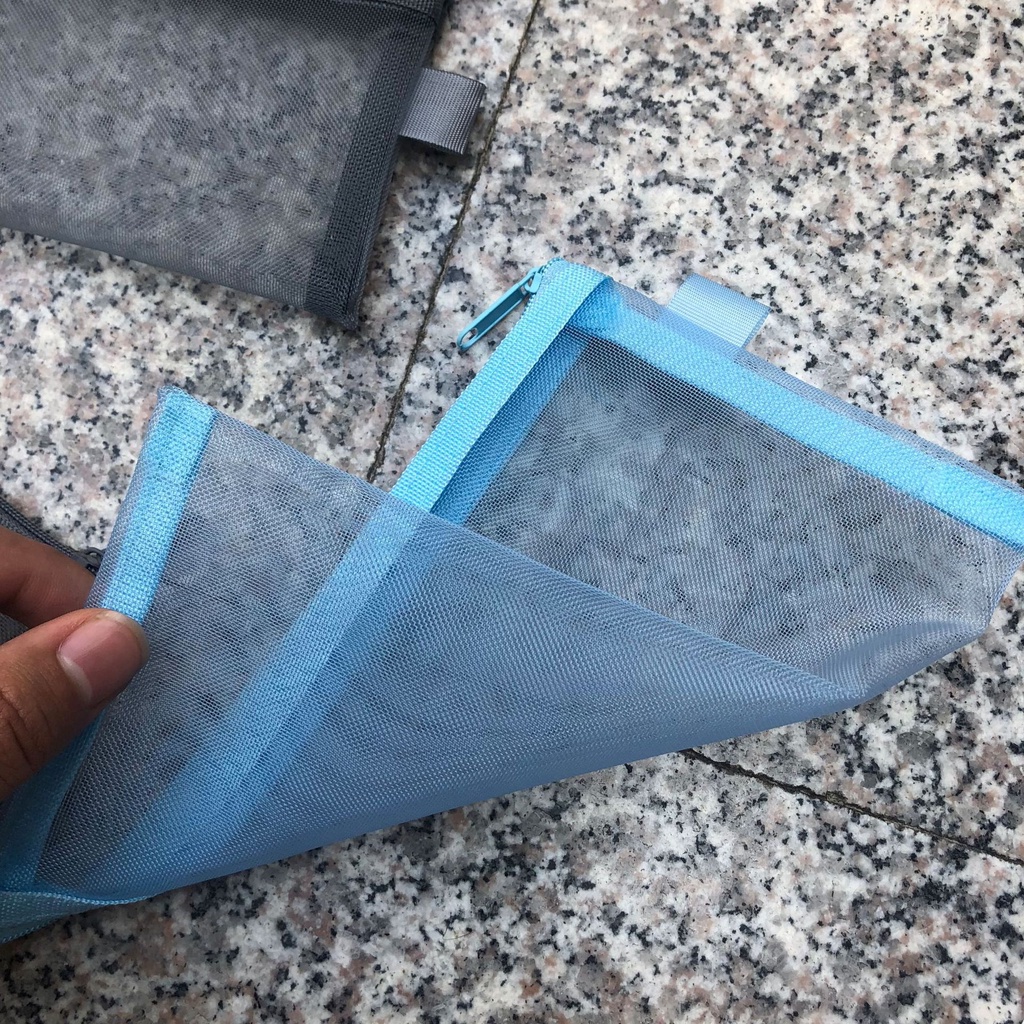 Túi Đựng Bút A6 Nylon Trong Suốt Dạng Lưới Có Khóa Kéo Kích Thước 20.5x12cm