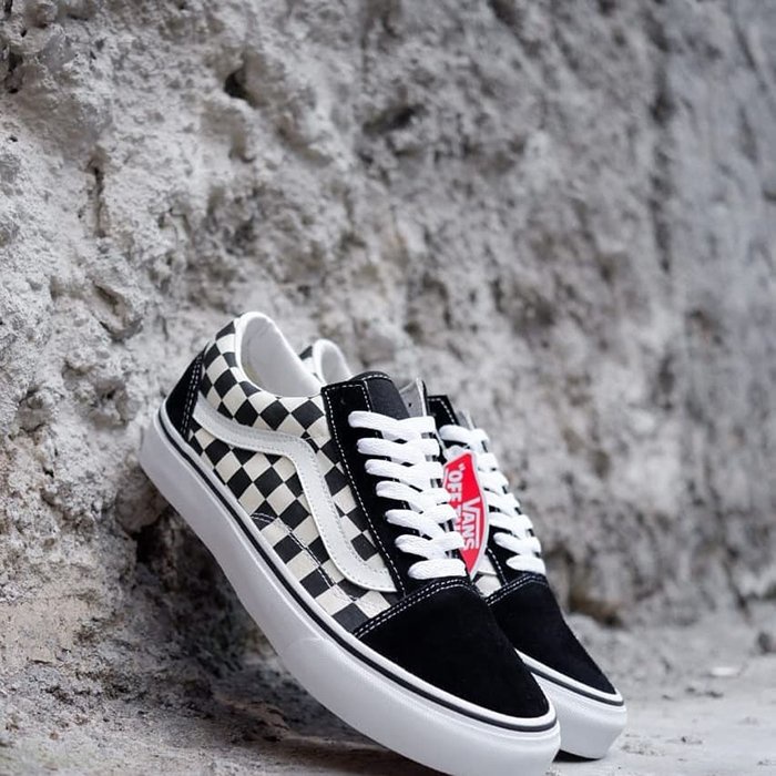 Giày vans caro nam nữ đen trắng old skool checkerboard black white