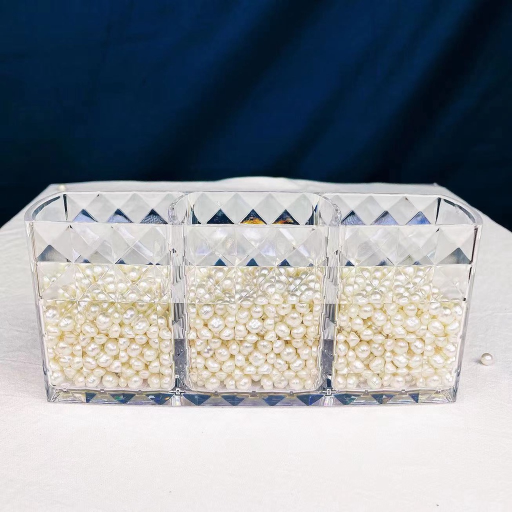 Hộp đựng cọ trang điểm, son môi 3 ngăn HAMI trong suốt