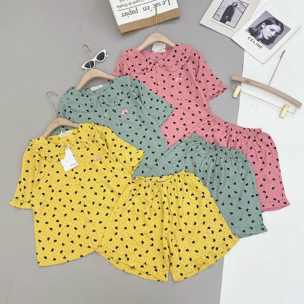 Bộ đồ mặc nhà chất đũi đùi hoa nhí siêu xinh