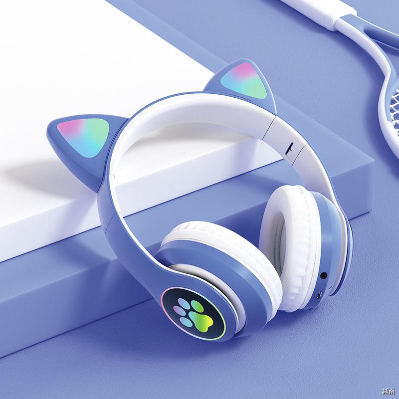 ♕❈■Tai nghe mèo không dây Bluetooth 5.0 bass nặng thể thao trò chơi điện thoại di động máy tính chất lượng âm than