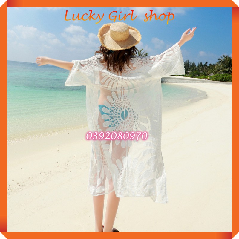 👘Áo Choàng Ren Cotton Đi Biển, Chống Nắng Tốt, Tay Lỡ Siêu Xinh - Hàng Nhập Quảng Châu - Lucky Girl shop
