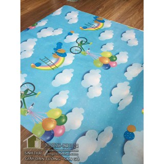 Giấy dán tường bầu trời mây màu xanh, [ 50cm x khổ 90cm ] có sẵn keo