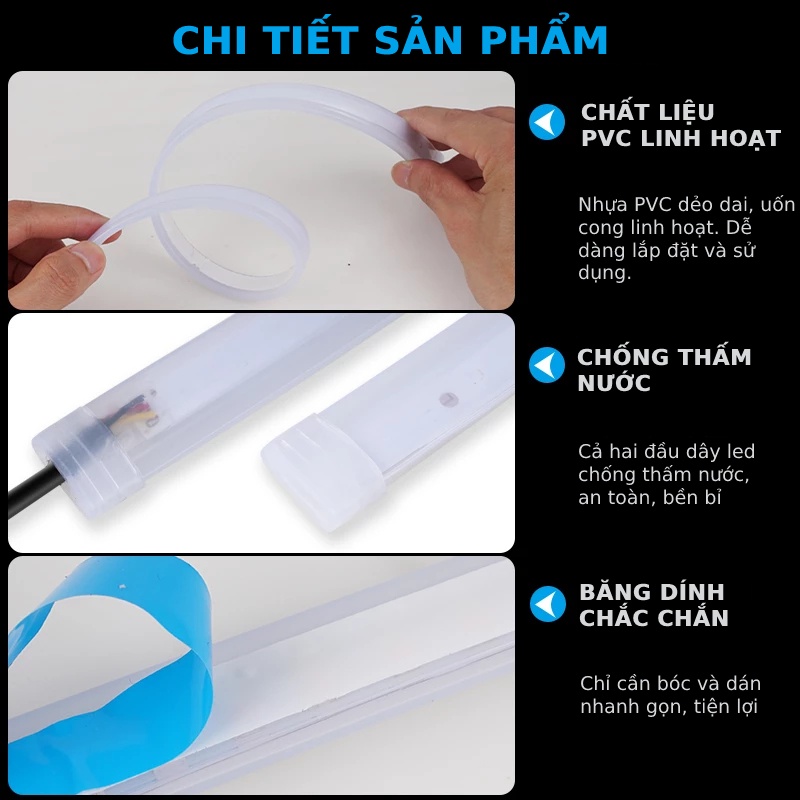 Bộ 2 Dây đèn led mí xi nhan ô tô nháy đuổi chống nước