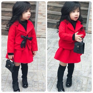 Set áo váy dạ cho bé gái