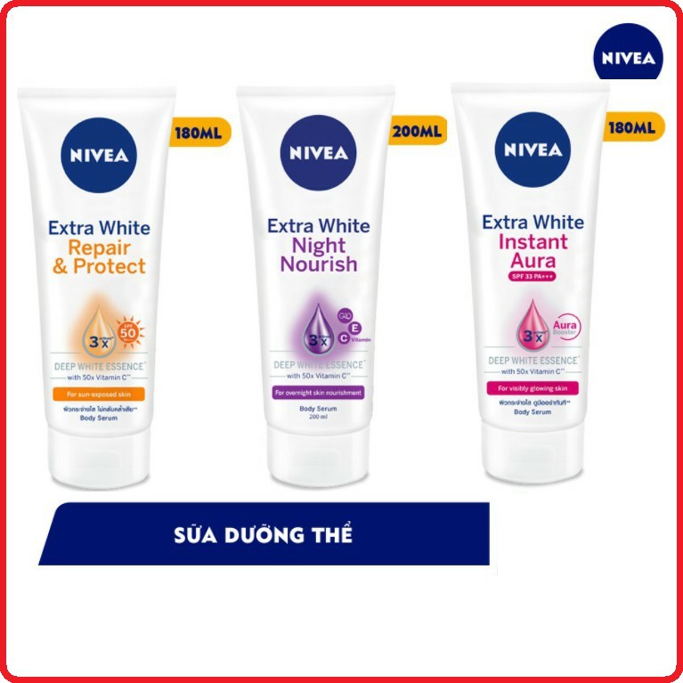 Tinh Chất Dưỡng Thể Dưỡng Trắng NIVEA Tuýp 180ml/200ml