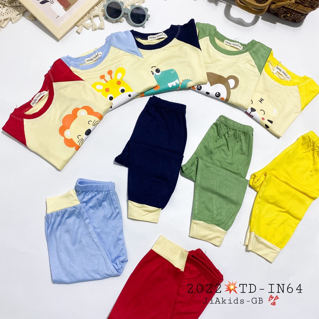 [Bé:8-27kg] Bộ Quần Áo Dài Tay Minky Mom Thun Lạnh Thoáng Mát Thiết Kế Trơn In Hoạ Tiết Cho Trẻ 0-5 Tuổi- Mã TD-IN64