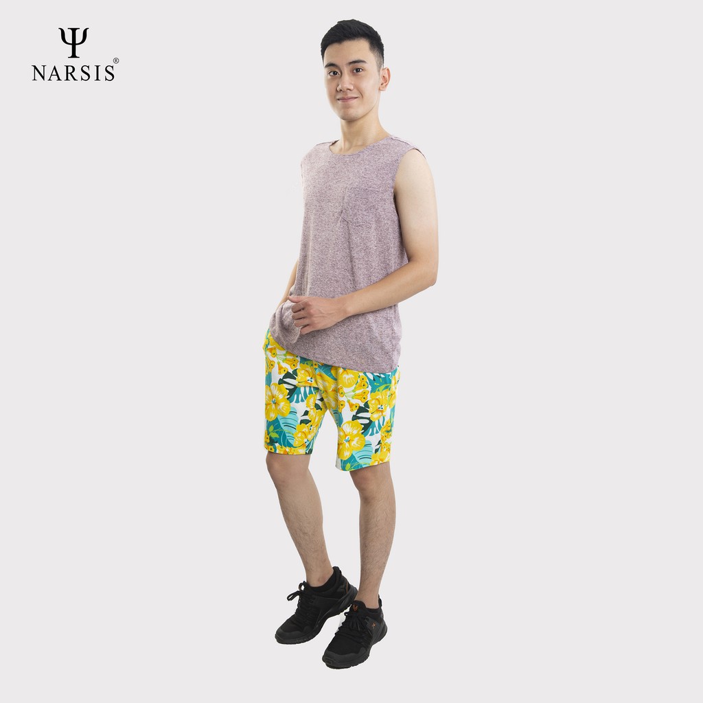 Quần Short nam Narsis S0007 in họa tiết hoa vàng