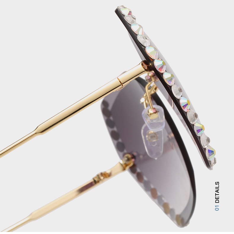 Kính Mát Không Gọng Đính Đá Nhiều Màu Sắc Dành Cho Nữ