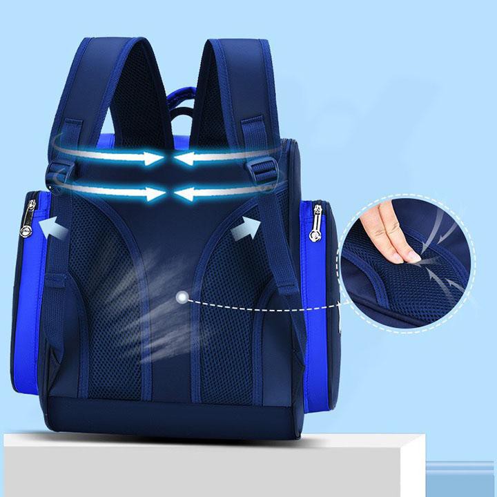 TẶNG BỘ DỤNG CỤ HỌC TẬP Balo Chống Gù Dáng Hộp, Balo Cho Học Sinh Tiểu Học Có Phát Quang Bảo Vệ Cao Cấp