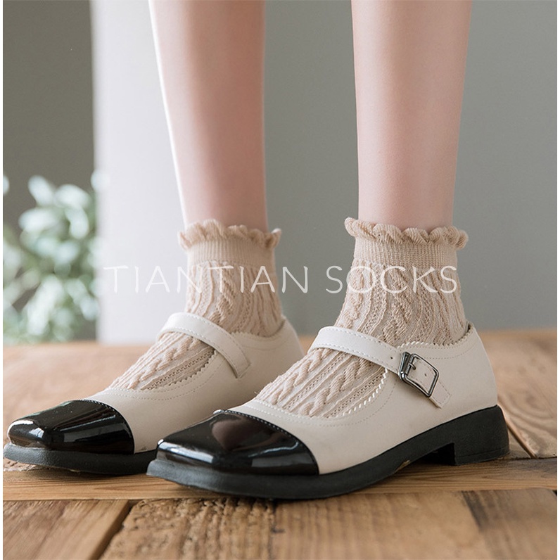 TIAN TIAN T178 Vớ Ren Cotton Cổ Thấp Phong Cách Học Sinh Nhật Bản Dễ Thương Thời Trang Xuân Hè Cho Nữ