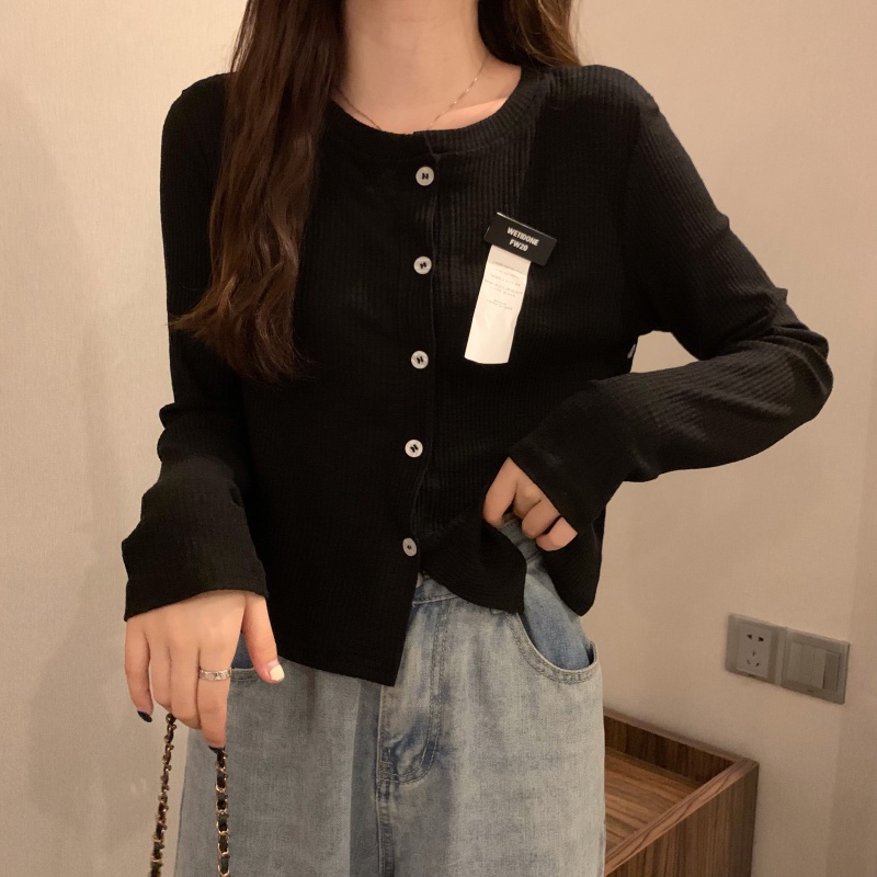 Áo khoác cardigan dệt kim PERTY màu trắng thiết kế mới phong cách Hàn Quốc thời trang mùa thu cho nữ