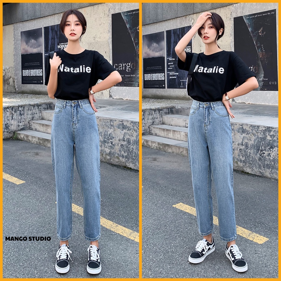 Quần jean nữ baggy lưng cao, quần bò dáng rộng phong cách Hàn Quốc MT285 | WebRaoVat - webraovat.net.vn