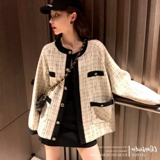 Cadigan dáng dạ tweed