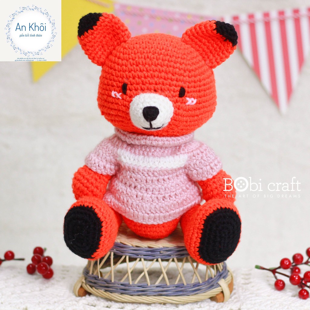 Gấu bông thú len nhồi bông handmade cao cấp mẫu Cáo Foxxie tinh nghịch