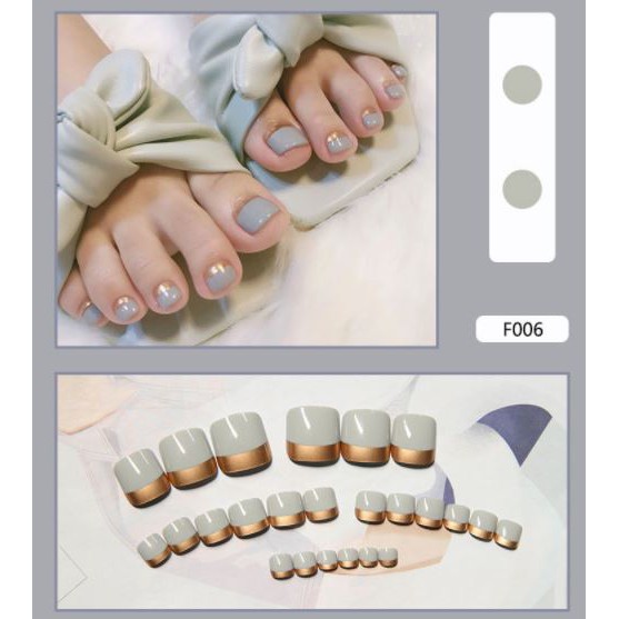 Bộ 24 Móng Chân Giả Siêu Hot Chống Nước Phong Cách Hàn Quốc F001-F009