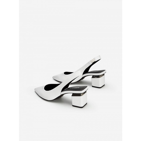 Vascara GIÀY SLINGBACK BÍT MŨI NHỌN GÓT TRỤ CUT-OUT - BMN 0531 - MÀU TRẮNG