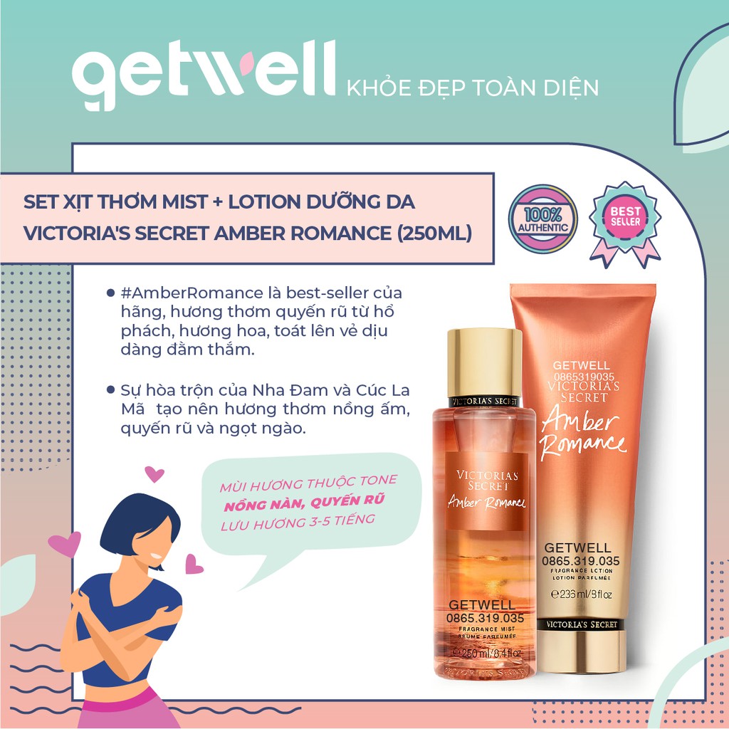 Sữa Dưỡng Thể lotion/ Xịt thơm Victoria's Secret Amber Romance