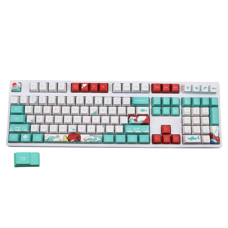 zzz* 5 Sides Dye-Sublimation 109 Ukiyo-e Sea Waves Keycap Mechanical Keyboard Keycaps