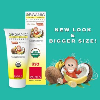 Kem đánh răng hữu cơ trẻ em vị chuối dừa Radius Organic Coconut Banana Toothpaste