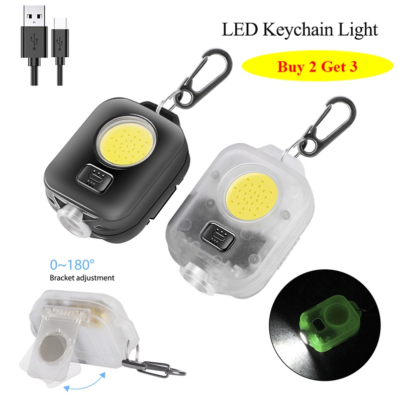 Móc Khóa Đèn Pin Mini 600Lumens 8 Chế Độ Kèm Sạc USB Tiện Dụng Mang Theo Du Lịch Cắm Trại