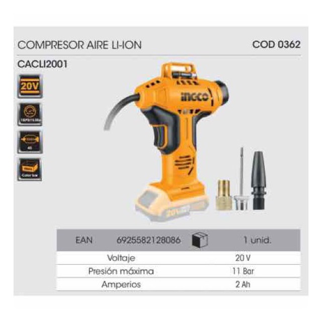 CACLI2001 Body máy bơm hơi dùng pin 20V Ingco