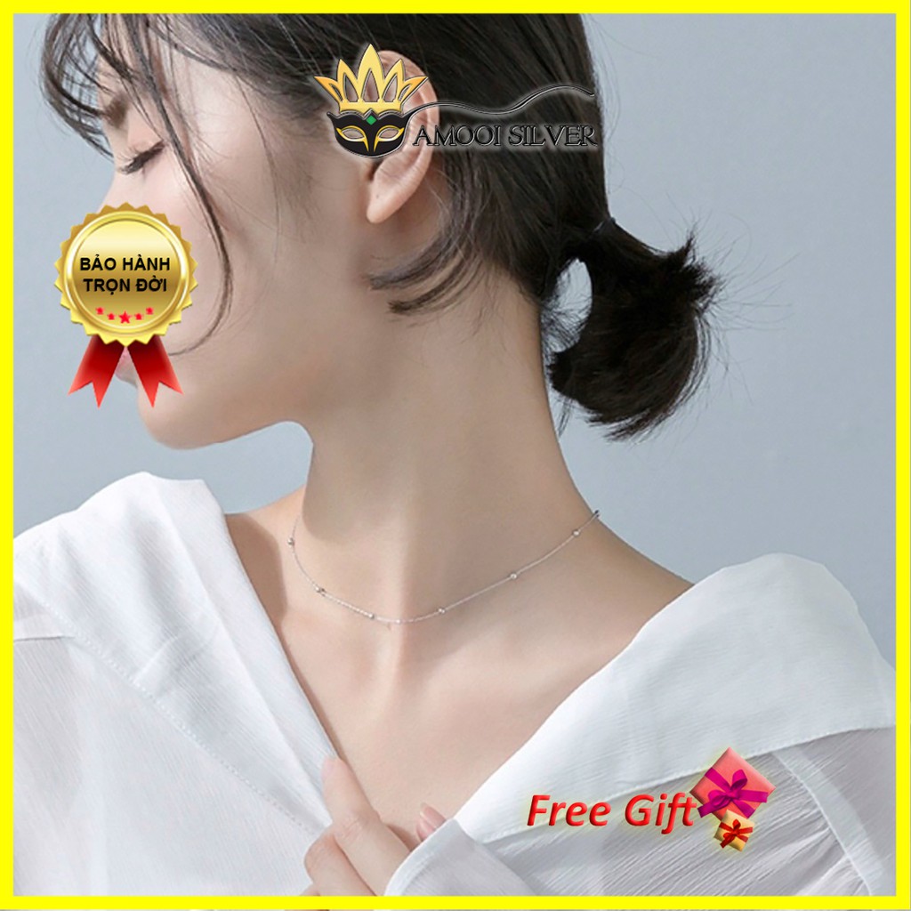 Dây chuyền choker bạc S925 bi - Amooi Silver AD09