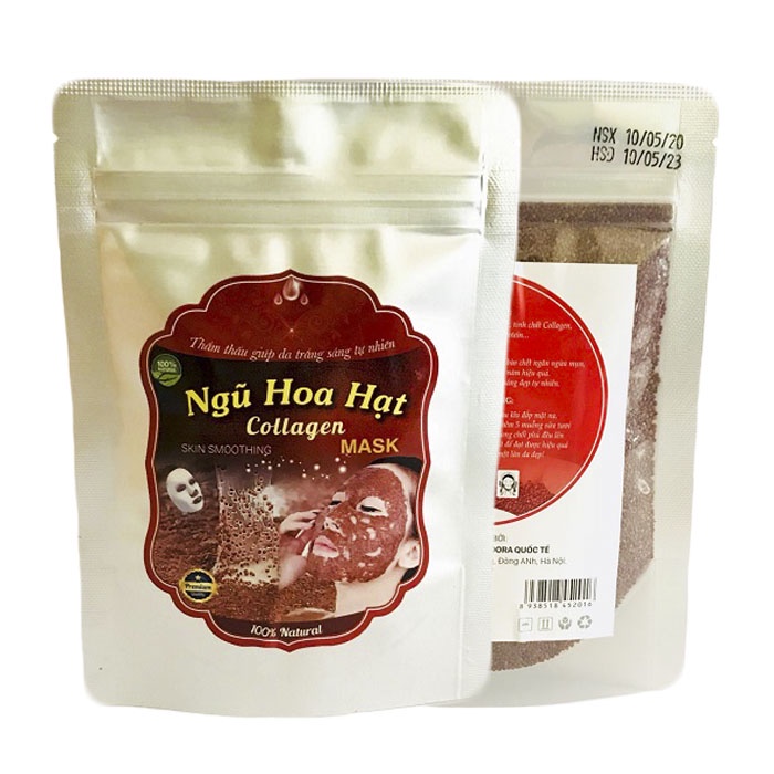 Mặt nạ ngũ hoa hạt rong biển, Hạt ngũ hoa đắp mặt, mặt nạ nhũ hoa hạt collagen 100G - MNH