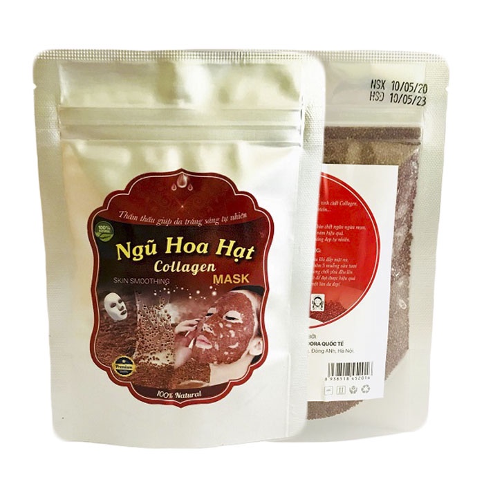 Bột đắp mặt nạ ngũ hoa rong biển 100g, mặt nạ hạt ngũ hoa hút mụn cám, mụn đầu đen, làm trắng da