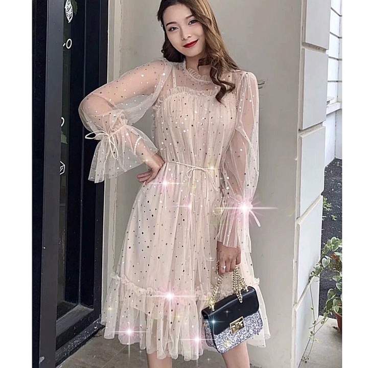 ♥️Đầm,Váy Công Chúa BlingBling Ngàn Sao4 Màu Fzsize