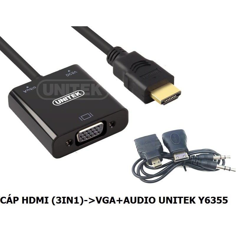 Cáp Chuyển HDMI 3 trong 1 ra VGA Có AUDIO Y6355