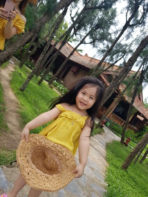 Mũ đi biển,sét mũ cói mẹ bé siêu xinh (hàng sẵn/video/ ảnh thật)