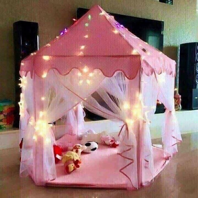 LỀU CÔNG CHÚA CHO BÉ KIỂU DÁNG LỤC GIÁC HÀN QUỐC CÓ RÈM CHE