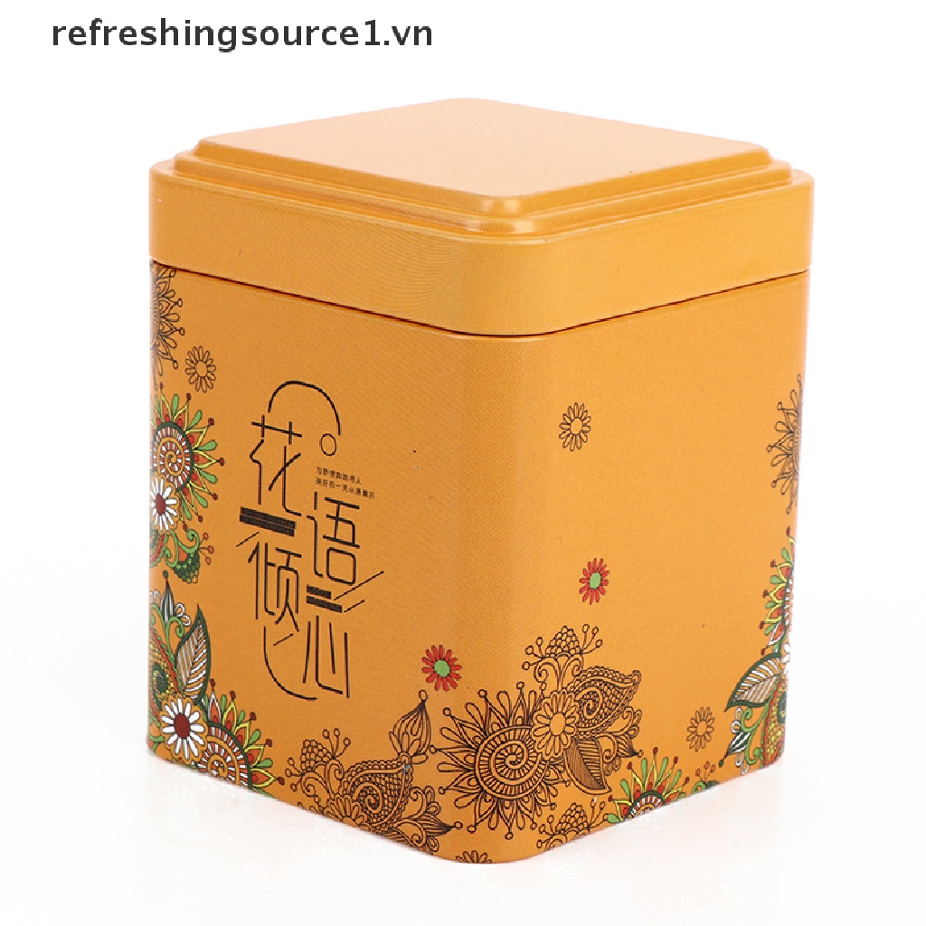 Hộp Thiếc Hình Vuông Đựng Trà / Kẹo / Trái Cây Phong Cách vintage