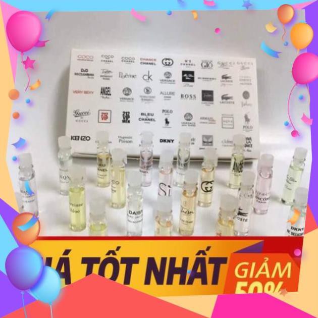 (XẢ SỐC) Sét 20 Chai Nước Hoa Mẫu Thử - nước hoa mini nhiều hương thơm cao cấp