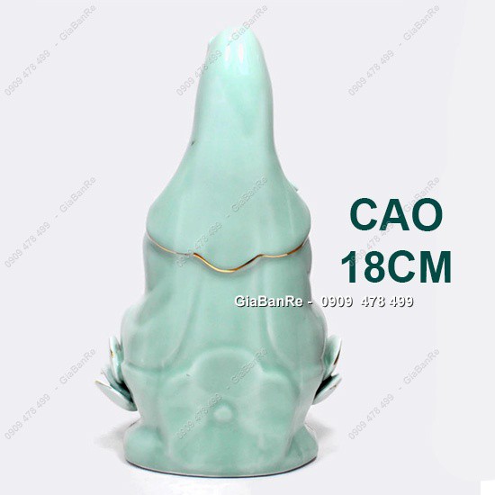 MS: 6848 - TƯỢNG QUAN ÂM BỒ TÁT BẰNG SỨ VẼ MỸ THUẬT XANH - SIZE TRUNG 18CM