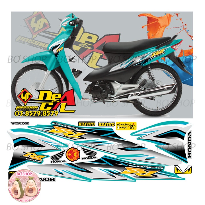 Tem rời WAVE ALPHA 100cc & 50cc Mẫu chữ RS  BƠ SHOP - Tem 3 lớp chống phai màu