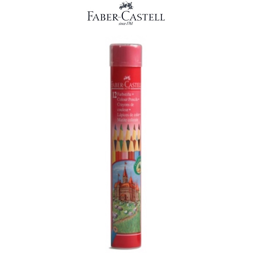 Chì Màu Lục Giác Faber-Castell - Hộp Thiếc Tròn 12 màu