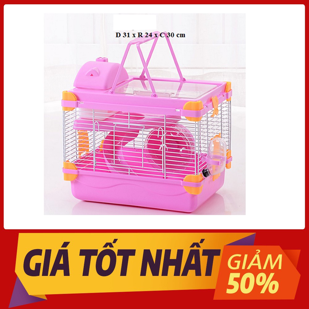 [RẺ VÔ ĐỊCH]Lồng hamster 2 tầng 31 x 24 x 30 cm nắp mica sang trọng