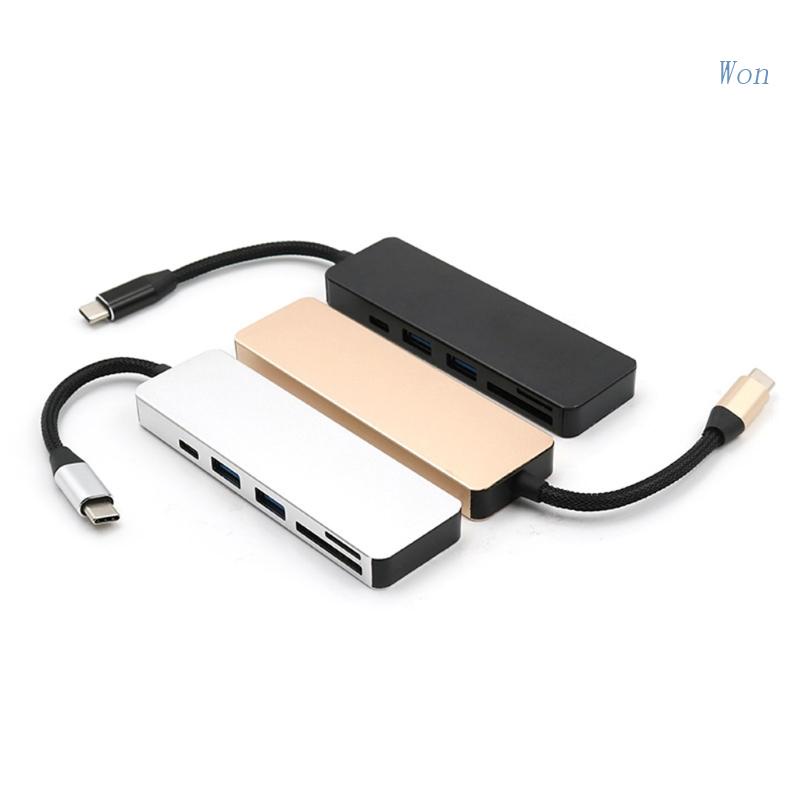 Đầu Đọc Thẻ Nhớ Tốc Độ Cao 5 Trong 1 Type C Sang Hub USB 3.0 TF SD Cho MacBook Pro 2016 Laptop PC