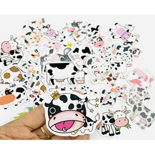 Sticker bò sữa 30-60 cái ép lụa/ hình dán bò sữa