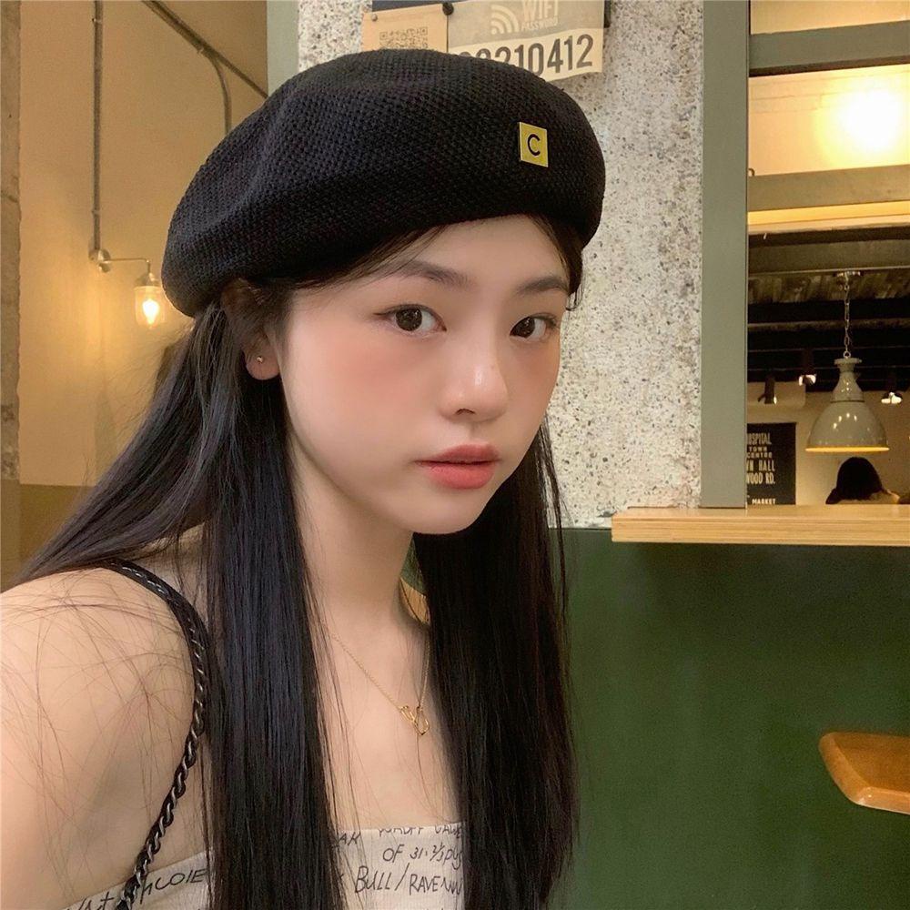 Nón Beret Đan Móc Chữ C Thời Trang Hàn Quốc