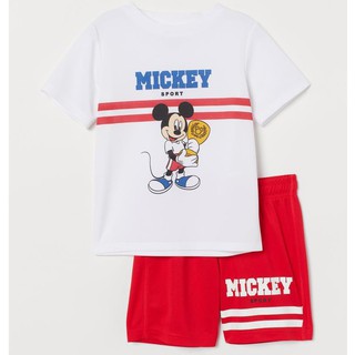 Bộ cộc tay bé trai - Set bộ cộc tay Mickey HM chất cotton cho bé trai size 2-10t