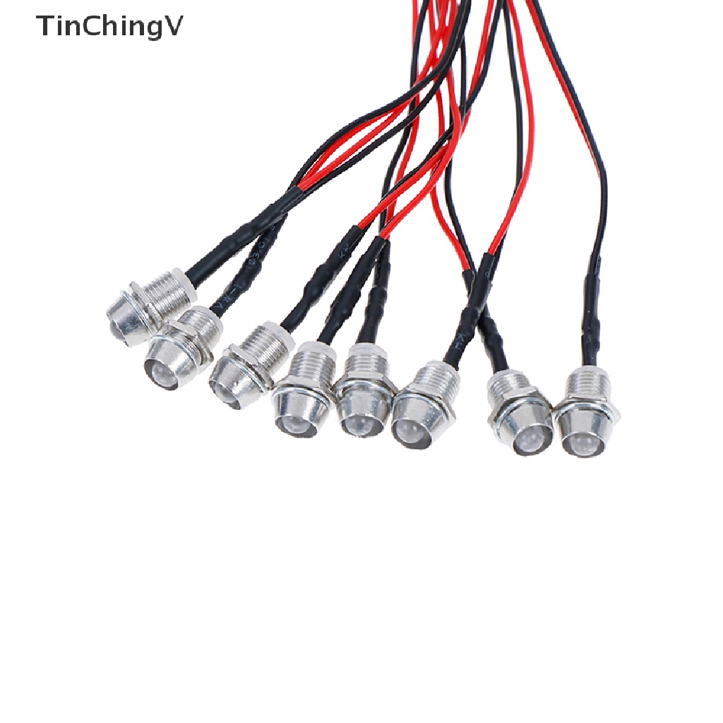 Bộ 8 Đèn LED 5mm Ánh Sáng Trắng Đỏ Cho Xe Hơi Điều Khiển Từ Xa