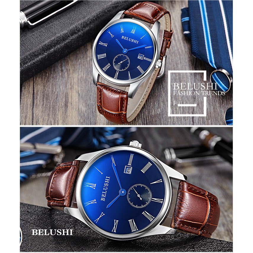 Đồng hồ dây da BELUSHI cao cấp dành cho nam nữ