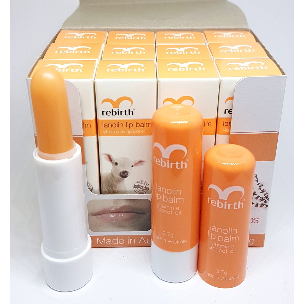 son dưỡng nhau thai cừu rebirth Lanolin Lip Balm 3.7g hương Mơ từ Úc mẫu mới