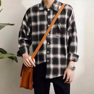 Áo sơ mi sọc caro xám đen