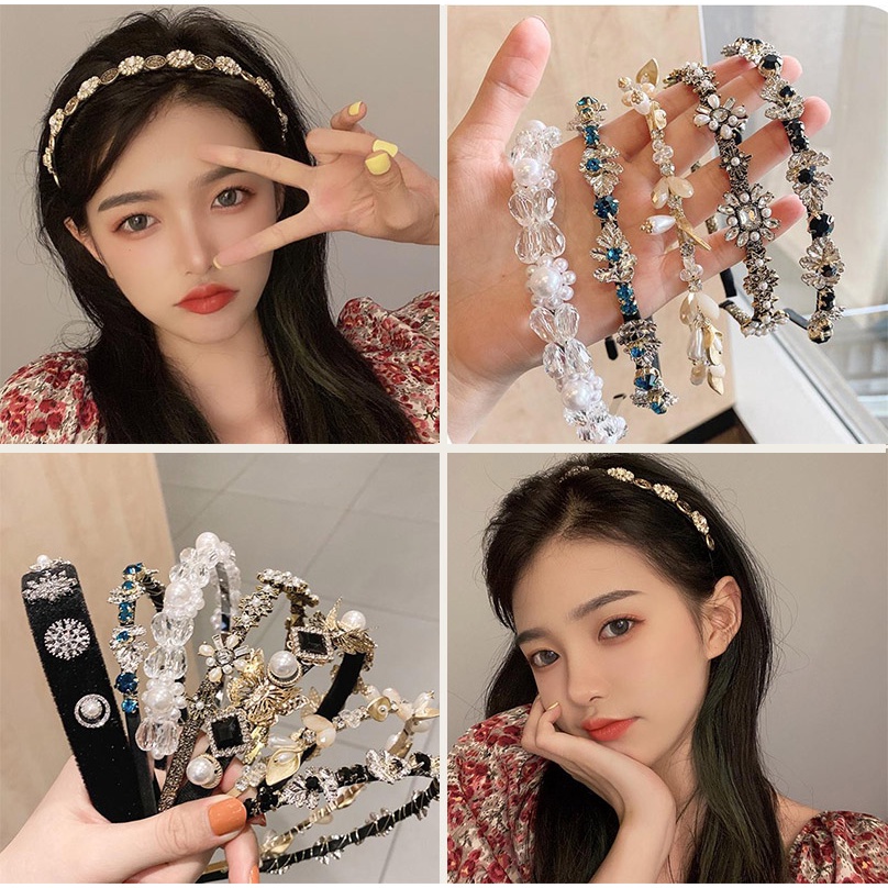 Băng Đô Đính Pha Lê Sang Trọng Phong Cách Hàn Quốc