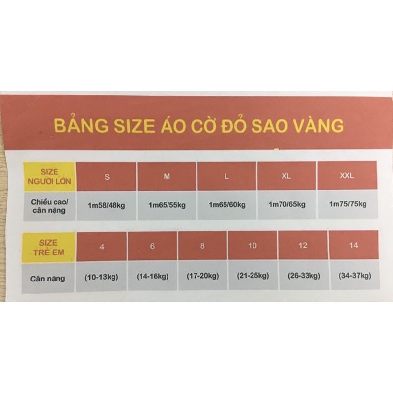 Áo Cờ Đỏ Sao Vàng Trẻ Em - Loại Cao Cấp